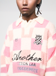 Another Cotton Lab, Another Checked Knit Sweater, light pink, Image 3 of 5