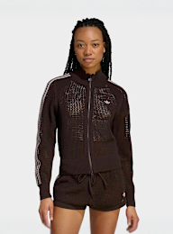adidas Originals, Knitted Crochet Firebird Track Top, brown, Image 1 of 5