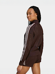 adidas Originals, Knitted Crochet Firebird Track Top, brown, Image 2 of 5