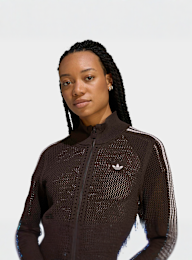 adidas Originals, Knitted Crochet Firebird Track Top, brown, Image 3 of 5