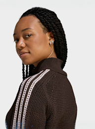 adidas Originals, Knitted Crochet Firebird Track Top, brown, Image 4 of 5