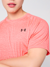 Under Armour, Tech Textured Shortsleeve, red, Image 3 of 5