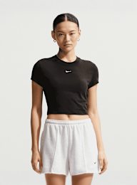 Nike  , Sportswear Chill Knit Cropped T-Shirt, black, Image 1 of 5