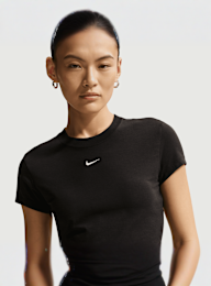 Nike  , Sportswear Chill Knit Cropped T-Shirt, black, Image 3 of 5