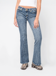 True Religion, JOEY LOW RISE FLARE FLAP, blue, Image 1 of 5