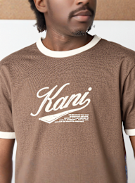 Karl Kani, Cursive Varsity Regular Ringer T-Shirt, brown, Image 3 of 4