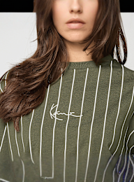 Karl Kani, Small Signature Essential Pinstripe OS Tee, green, Image 3 of 4