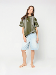 Karl Kani, Small Signature Essential Pinstripe OS Tee, green, Image 4 of 4