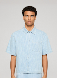 Urban Classics, Pinstriped Casual Denim Overshirt, blue, Image 1 of 2