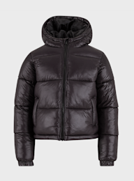Urban Classics, Boys Shiny Puffer Jacket With Hood, zwart, Afbeelding 1 van 3