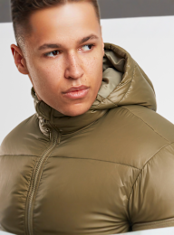 Urban Classics, Shiny Puffer Jacket With Hood magnet, brown, Image 3 of 5