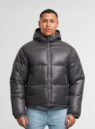 Urban Classics, Shiny Puffer Jacket With Hood magnet, black, Image 1 of 5