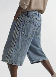 adidas Originals, Firebird Adicolor Denim-Jorts, blue, Image 4 of 5