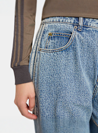 adidas Originals, High Rise Barrel Leg Denim Pant, blue, Image 3 of 5