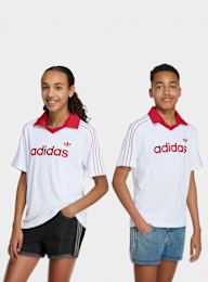 adidas Originals, Loose Pinstripe Polo Tee, white, Image 1 of 4