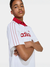 adidas Originals, Loose Pinstripe Polo Tee, white, Image 3 of 4