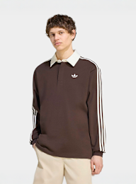 adidas Originals, 3-Stripes Rugby Longsleeve Polo, brown, Image 1 of 5
