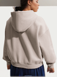 Nike, Sportswear Studio Fleece Oversized Full-Zip Hoodie, beige, Image 4 of 4