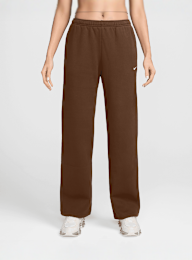 Nike  , Studio Fleece Mid-Rise Open-Hem Pants, brown, Image 1 of 3