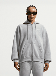 Nike  , Studio Fleece Medium Weight Oversized Full-Zip Hoodie, grey, Image 1 of 5