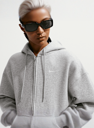 Nike  , Studio Fleece Medium Weight Oversized Full-Zip Hoodie, grey, Image 3 of 5