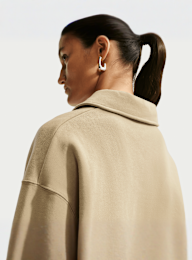 Nike  , Studio Fleece Medium Weight Oversized Crop Polo, beige, Image 4 of 5