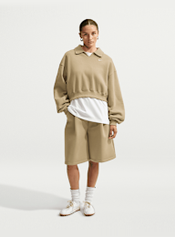 Nike  , Studio Fleece Medium Weight Oversized Crop Polo, beige, Image 5 of 5