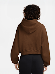Nike  , Studio Fleece Oversized Cropped Full-Zip Hoodie, brown, Image 2 of 3