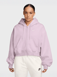 Nike  , Studio Fleece Oversized Cropped Full-Zip Hoodie, light pink, Image 1 of 3
