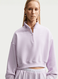 Nike  , Studio Fleece Medium Weight Oversized 1/4-Zip Cropped Top, light pink, Image 3 of 4