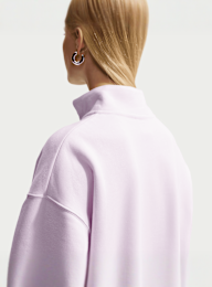 Nike, Studio Fleece Medium Weight Oversized 1/4-Zip Cropped Top, Pink, Image 4 of 4