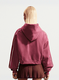 Nike, Studio Fleece Medium Weight Crop Hoodie, Pink, Image 2 of 5