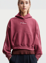 Nike, Studio Fleece Medium Weight Crop Hoodie, Pink, Image 3 of 5