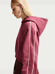 Nike, Studio Fleece Medium Weight Crop Hoodie, Pink, Image 4 of 5