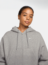 Nike  , Studio Fleece Mid Waist Oversized Crop Full Zip Hoodie, grey, Image 3 of 3