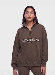 aim'n, Varsity Sweat Half Zip, brown, Image 1 of 3