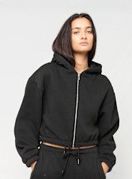Urban Classics, Ladies Fluffy Cropped Zip Hoodie, black, Image 1 of 3