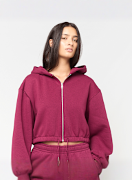 Urban Classics, Ladies Fluffy Cropped Zip Hoodie, red, Image 1 of 3