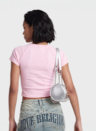 True Religion, Embroidered Washed Rib Baby Tee, Pink, Image 2 of 4