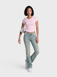 True Religion, Embroidered Washed Rib Baby Tee, Pink, Image 4 of 4