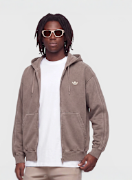 adidas Originals, Washed Full Zip Oversized Hoodie, brown, Image 1 of 4