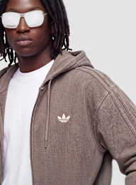 adidas Originals, Washed Full Zip Oversized Hoodie, brown, Image 3 of 4
