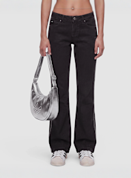 adidas Originals, Superstar Low Rise Flared Leg Denim Pants, black, Image 1 of 4