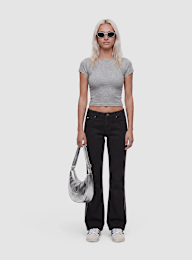 adidas Originals, Superstar Low Rise Flared Leg Denim Pants, black, Image 4 of 4