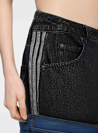 adidas Originals, High Rise Barrel Leg Denim Pants, black, Image 3 of 5