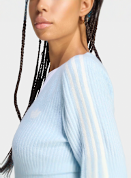 adidas Originals, Adiluna Season 2 X Jennie Knitted Wrap Around Cardigan, blue, Image 4 of 5