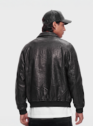 Karl Kani, Signature PU Leather Bomber Jacket, black, Image 2 of 4