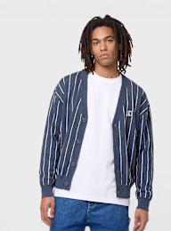 Karl Kani, OG Pinstripe Jacquard Cropped Cardigan, blue, Image 1 of 4