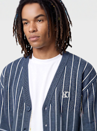 Karl Kani, OG Pinstripe Jacquard Cropped Cardigan, blue, Image 3 of 4