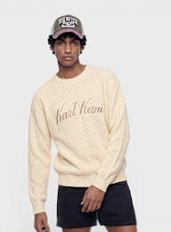 Karl Kani, Script Knit Oversized Crew, beige, Image 1 of 4